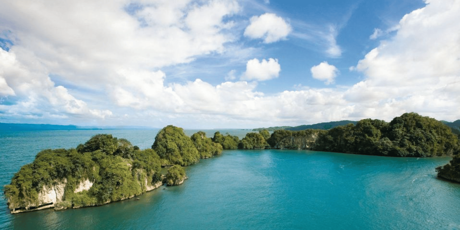 Los Haitises National Park aerial view — limestone cliffs and mangroves